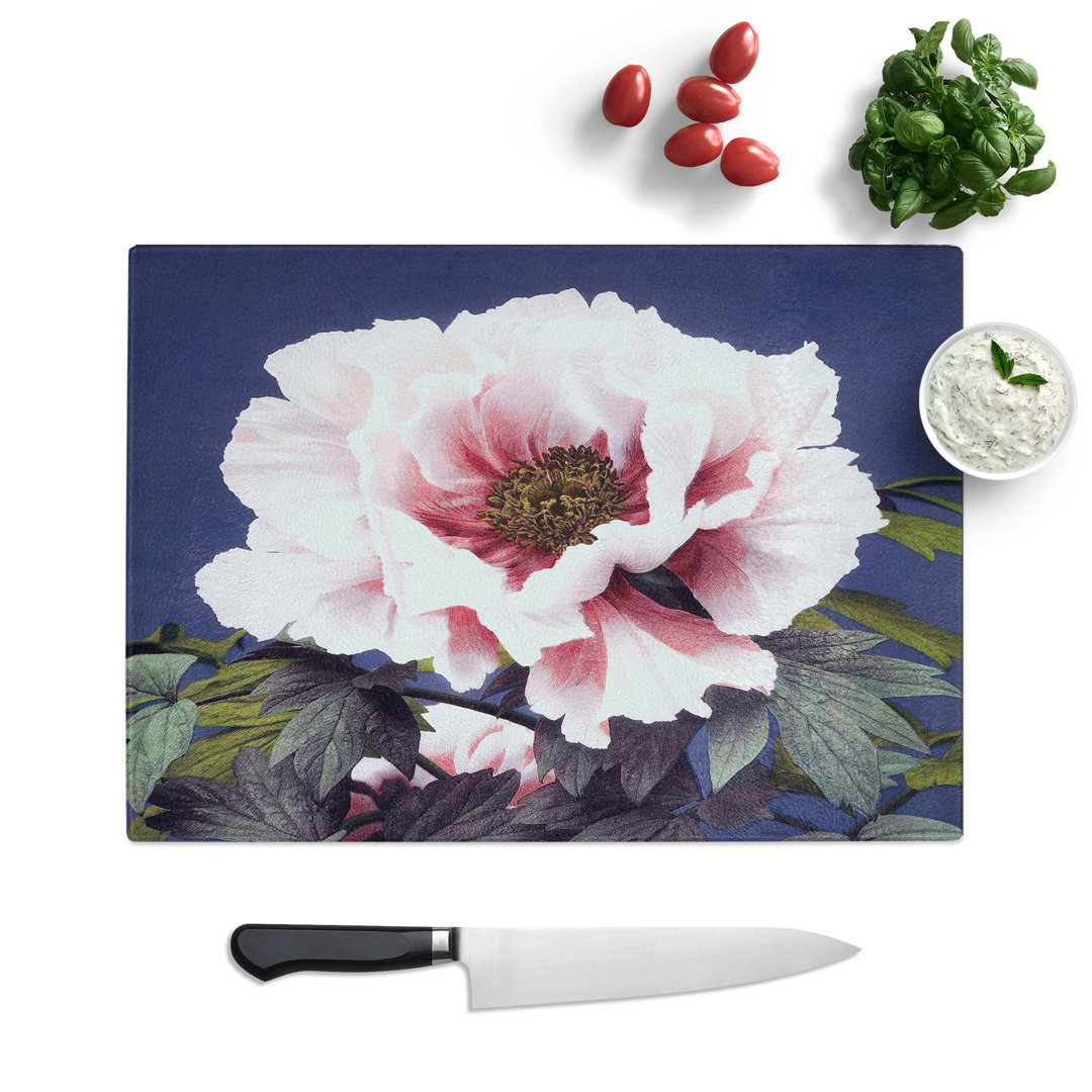Tempered Glass Peony by Ogawa Kazumasa Chopping Board