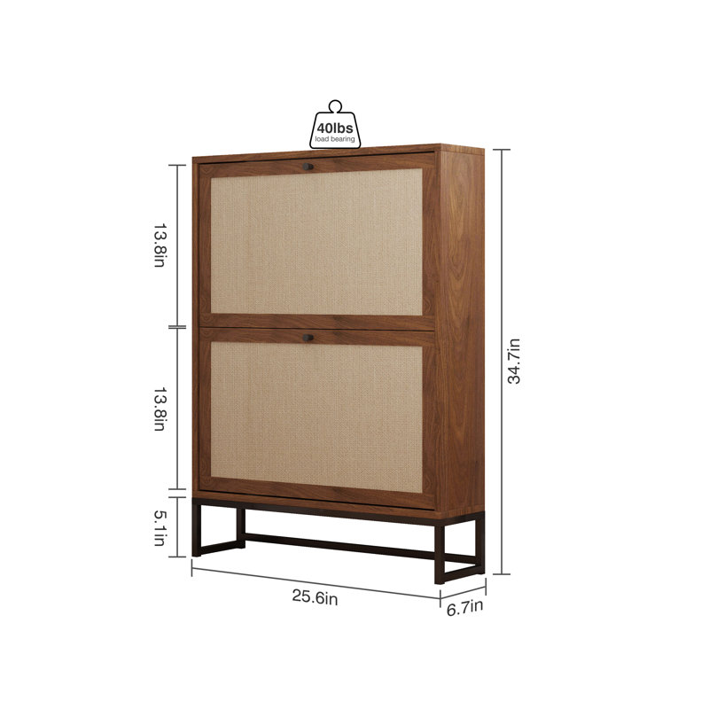 Armoire de rangement pour chaussures en métal et bois manufacturé 16 paires Cula, Noyer