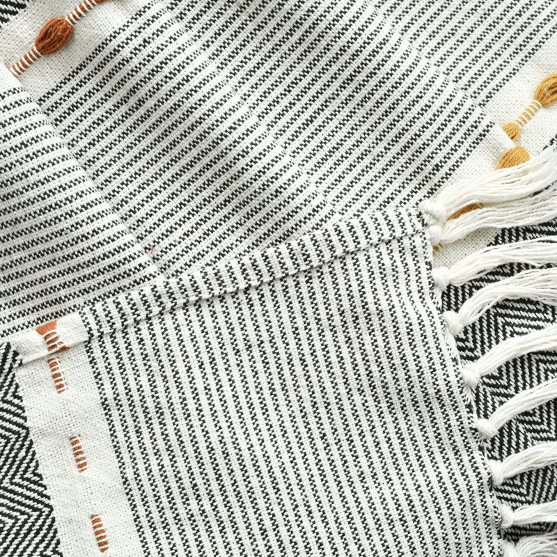 Cotton Throw, Black/Gray