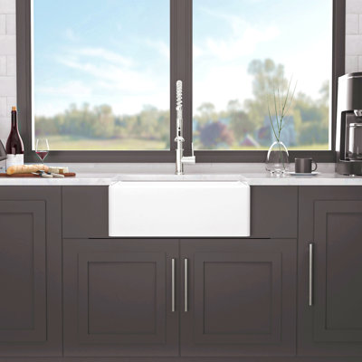28 White Farmhouse Sink - 28 Inch Kitchen Sink Ceramic Single Bowl With Drain Assembly And Bottom Grid