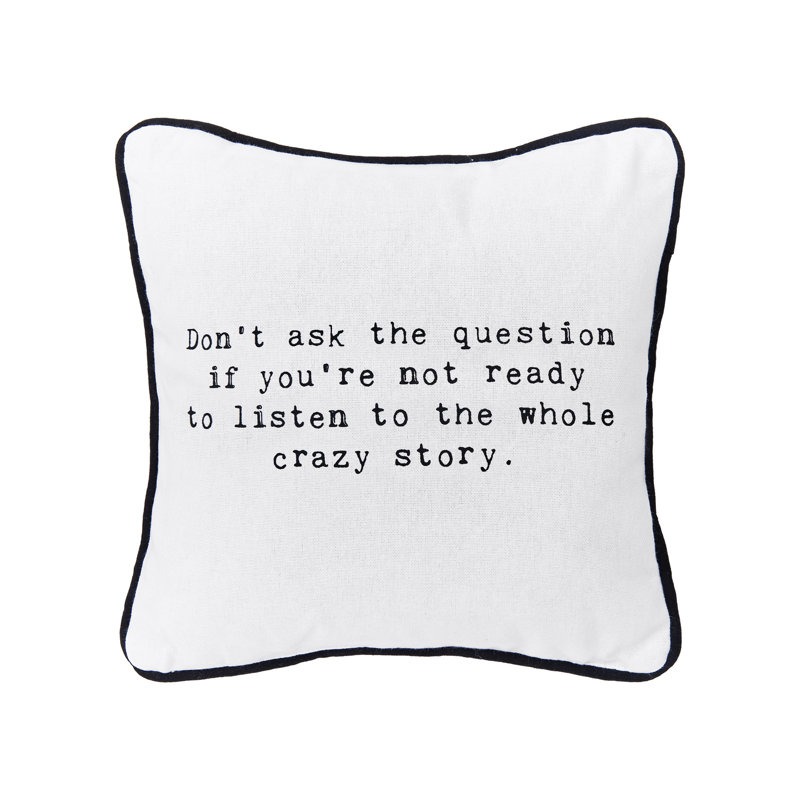 White and Black Printed Cotton Throw Pillow