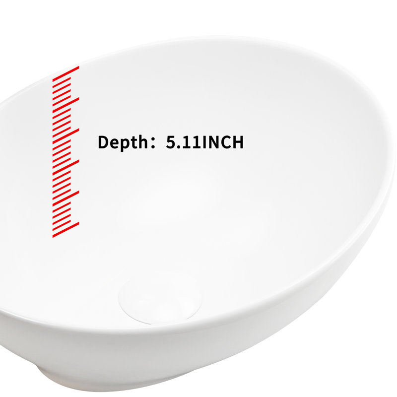 Évier ovale blanc 16 po x 13 po 5,5 po pour comptoir de salle de bain - look élégant, entretien simple, conception de cuve de construction durable, construction, installation rapide