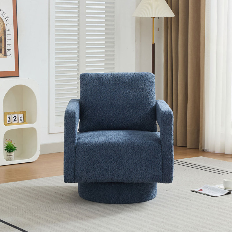 Fauteuil d'appoint pivotant revêtu de tissu bouclé, Marine