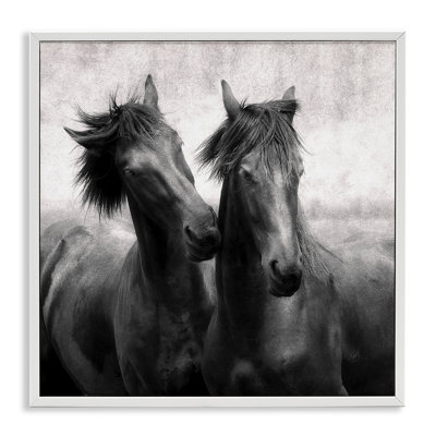 Short Haired Horse Pair Framed Giclee, design by Lars Van de Goor
