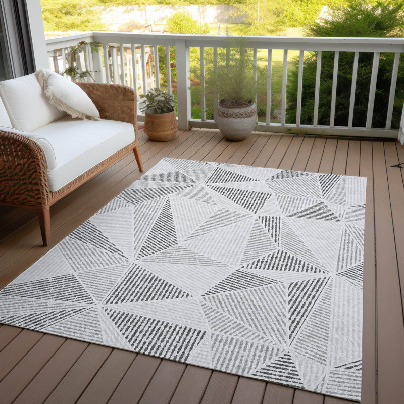 Tapis intérieur / extérieur en polyester tissé à la machine Itzayana, Rectangle 10 pi x 14 pi