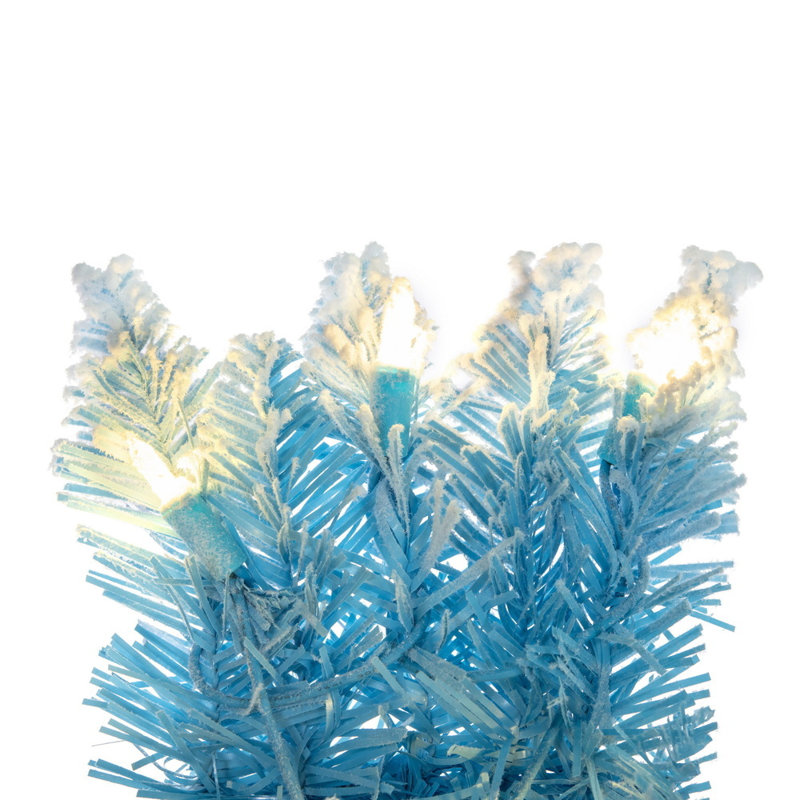  Couronne de sapin artificielle 30 po avec 100 mini lumières blanches Dura-Lit® et 140 pointes réalistes en PVC bleu clair