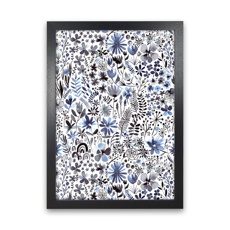 Winter Ink Flowers - Print, Black Framed, 63cm H x 46cm W x 3cm D