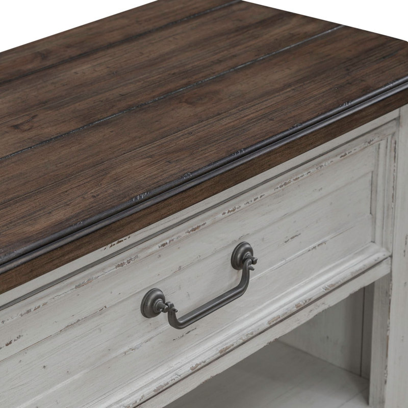 Chalita Bedside Chest w/ Open Shelf & Basket, 1 Drawer, & Built-In Charging Station