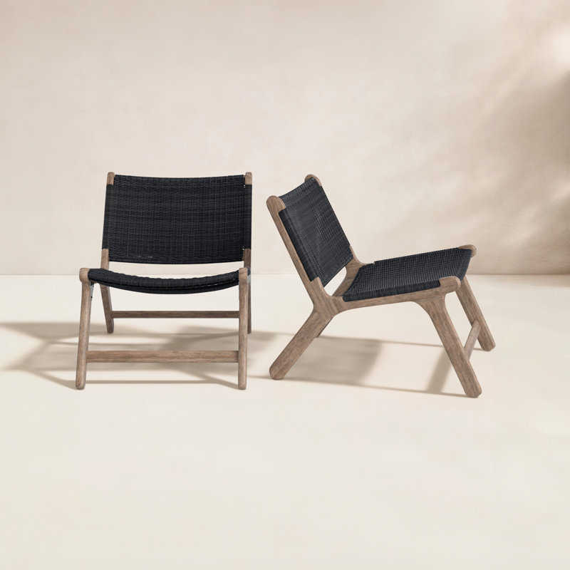 Verge Outdoor Teak Lounge Chair, Navy, Driftwood Teak