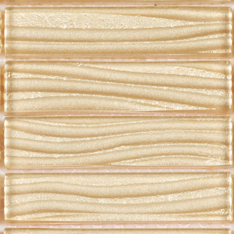 1" x 4" Glass Grid Mosaic Tile, Ivory