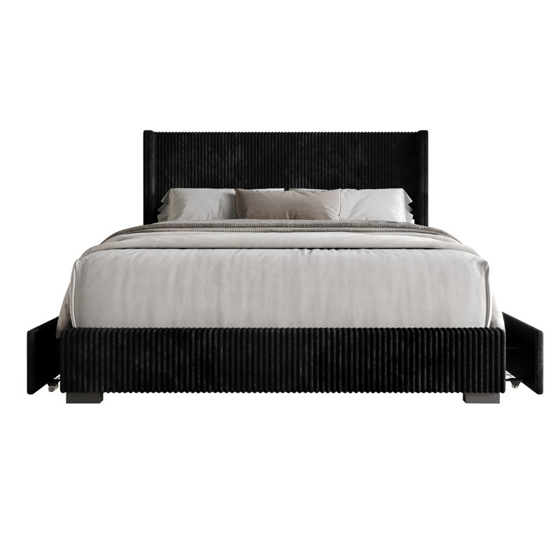 Antania Upholstered Wingback Storage Bed