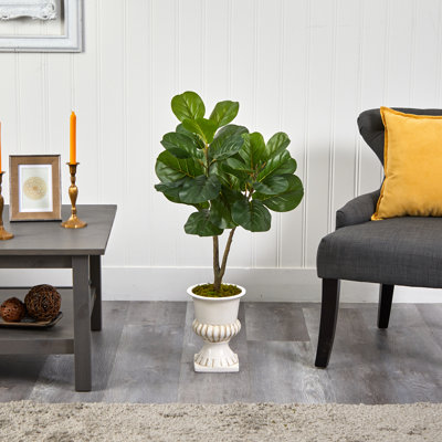 Fiddle Leaf Fig Artificial Tree in White Urn