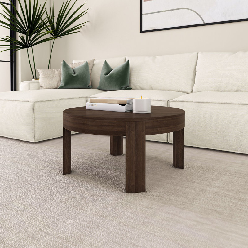 Valletta Contour Round Coffee Table (30in x 30in / 762mm x 762mm), Walnut