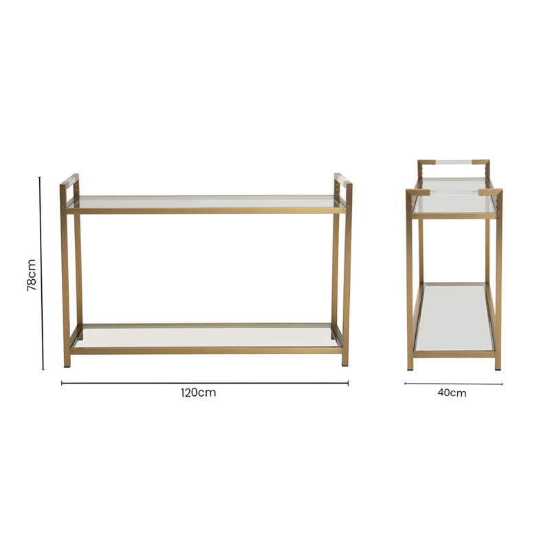 120cm Glass Top Console Table