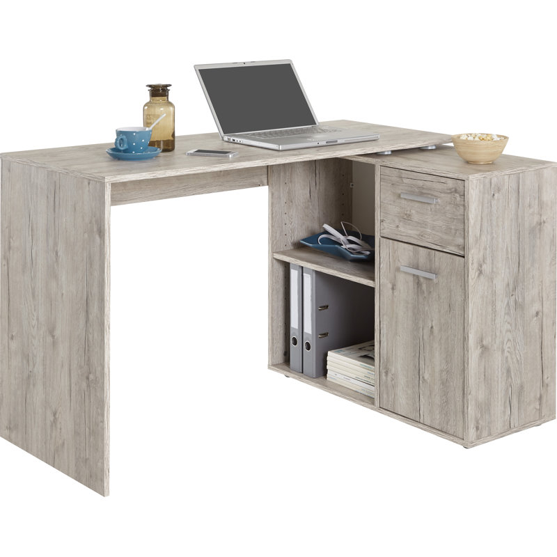 Francisca L-Shaped Computer Desk, Oak sand and oak