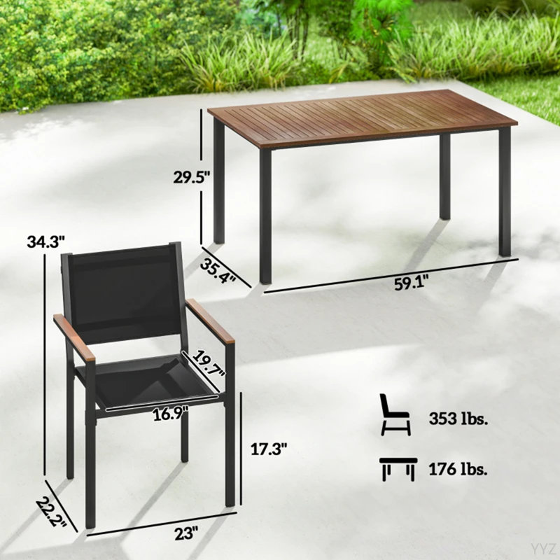 Ensemble de table et chaises de conversation, ensemble de salle à manger d'extérieur, ensemble de table et chaises de jardin