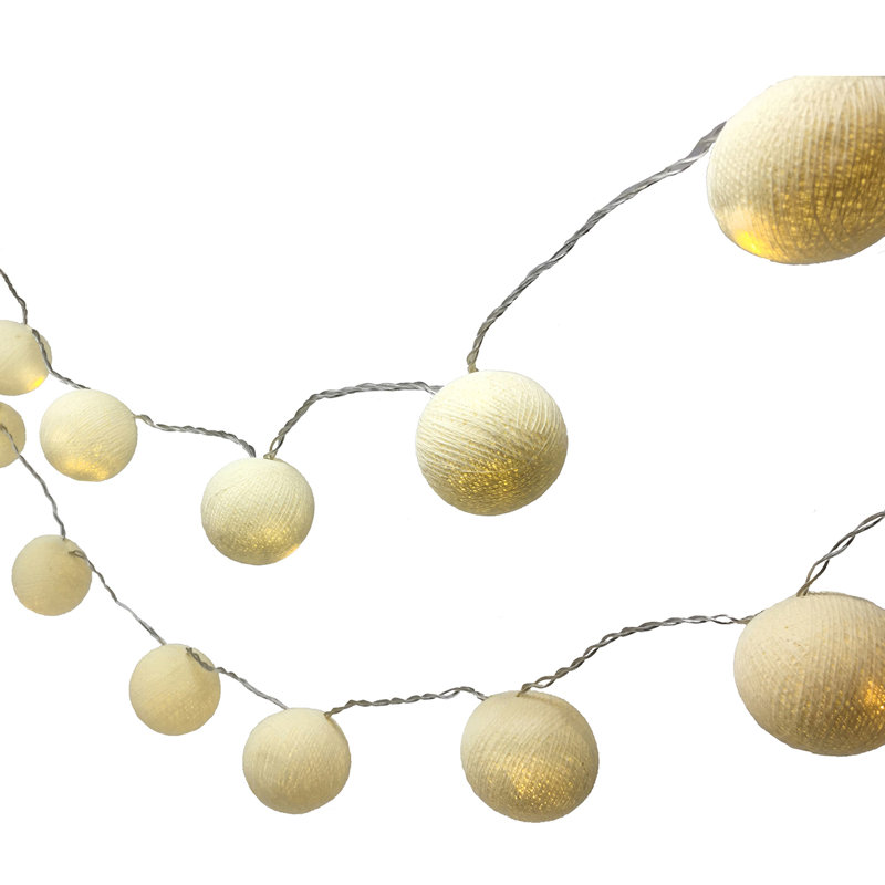 Misti LED Cotton Ball String Light, 10 Lamps - 5 Metre Long