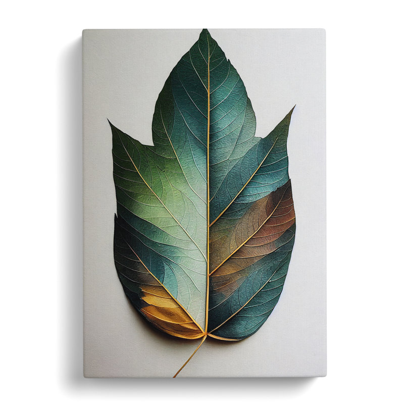 Painted Leaf No.2 - Wrapped Canvas, 50cm H x 35cm W x 3cm D