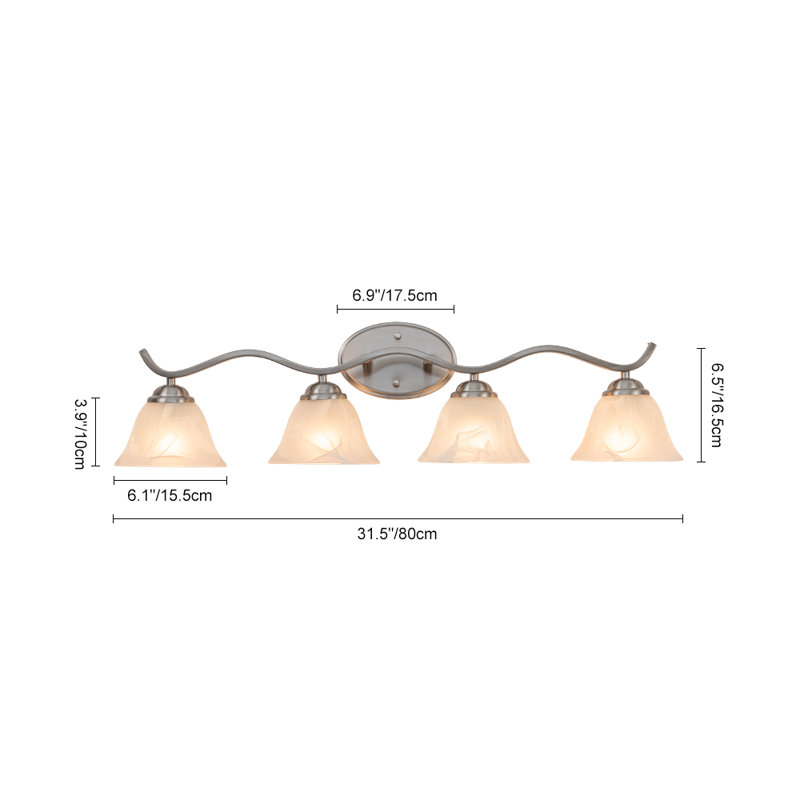 4 - Light Marble Glass Bell Shade Vanity Light