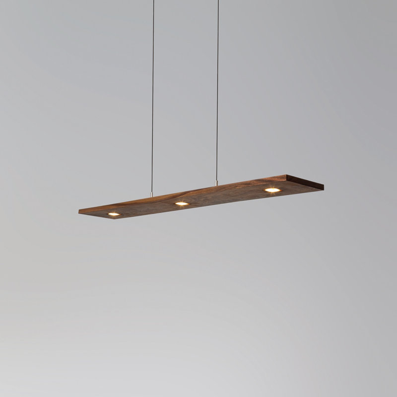 Vix Dimmable LED Pendant, 3500K, 0.75" H x 34" W x 8" D, Oiled Walnut
