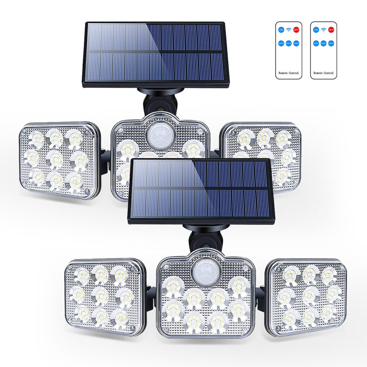 2 PCS Solar Motion Sensor Lights 138 LED 1000LM Wireless LED 3 Adjustable Head Wide Angle Illuminate