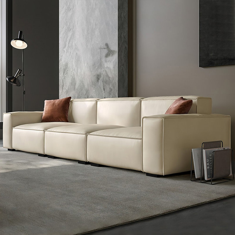 Coussin modulaire 100% polyester crème, 28.74" H x 110.24" W x 37.4" D