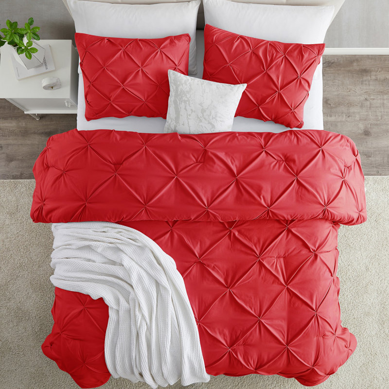 Polyester Duvet Cover & Insert, Queen Duvet + 3 Additional Pieces, Cherry Red
