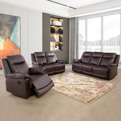 3 Piece Faux leather Reclining Living Room Set by Latitude Run