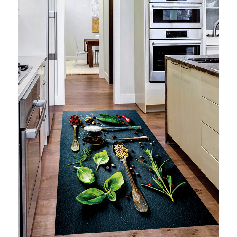 Tapis gris / vert en velours tissé à la machine Donnivin, Rectangle 3 pi 11 po x 5 pi 11 po