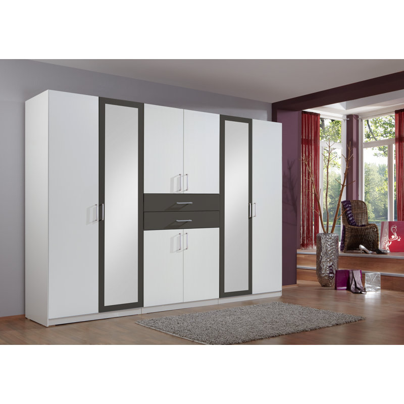 Agastya 8 Door Wardrobe, White/Anthracite
