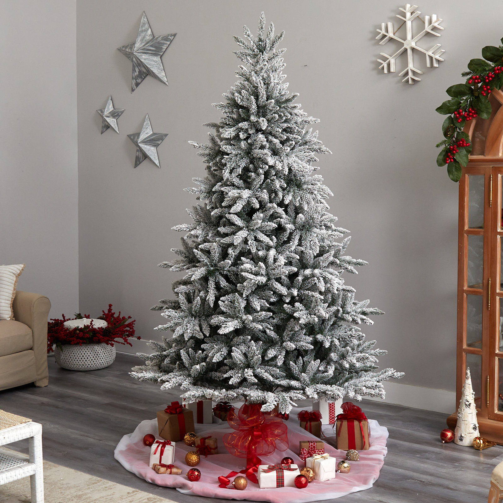 Lighted Artificial Christmas Tree, 8' H