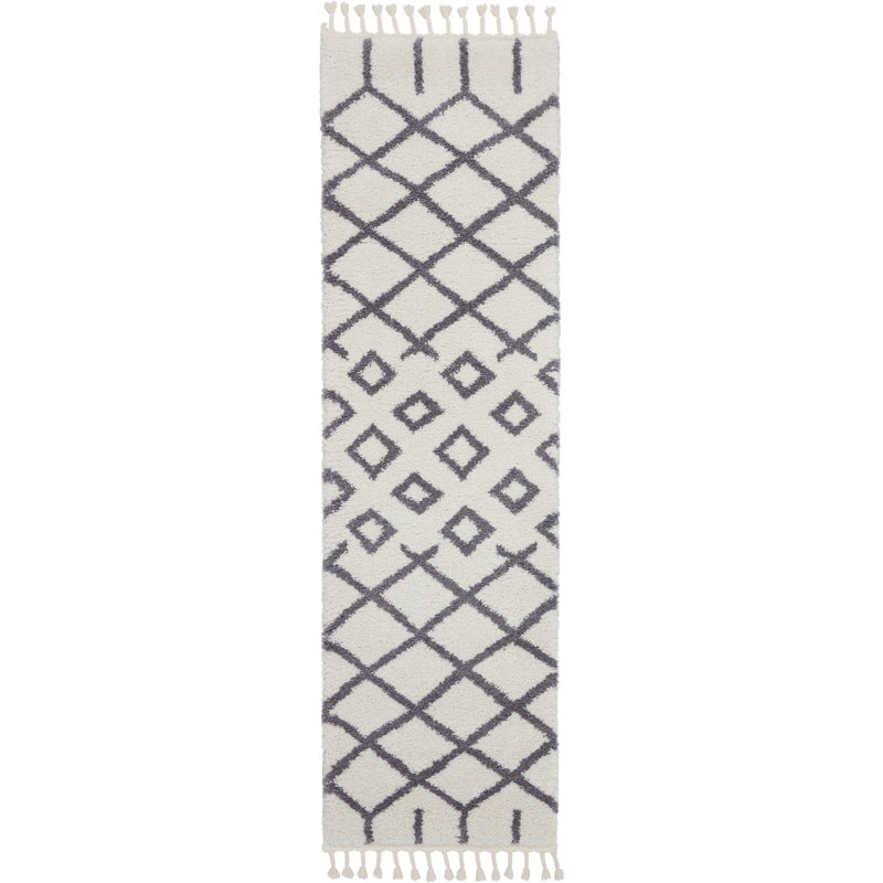 Rossendale Power Loom White/Gray Rug, Runner 2'2" x 8'1"