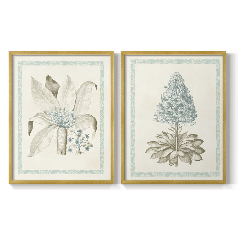 Reproduction encadrée Willow Blue Besler V-Premium - prête à être accrochée - aucun clou requis - aucun clou requis, Doré