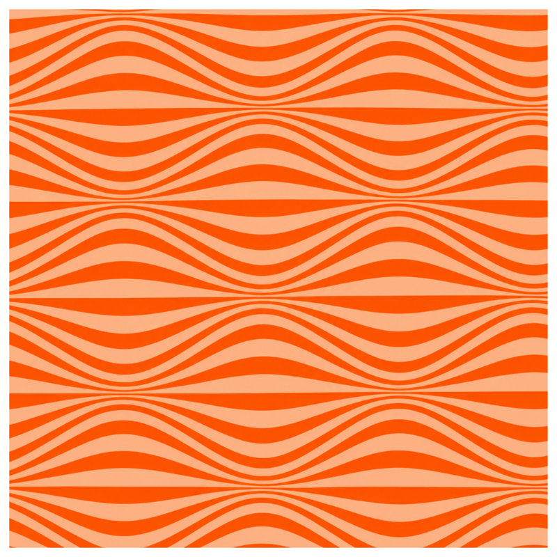 Tapisserie murale «Orange Wavy Lines» - Décoration murale vagues, 104in H x88 with 4 Grommets