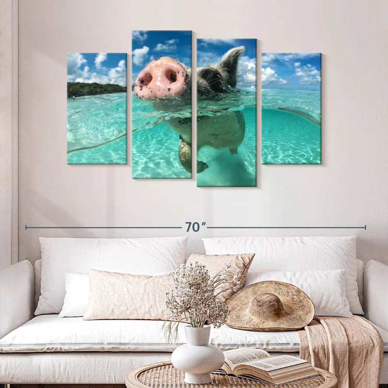 Swimming Pig, 32" H x 52" W