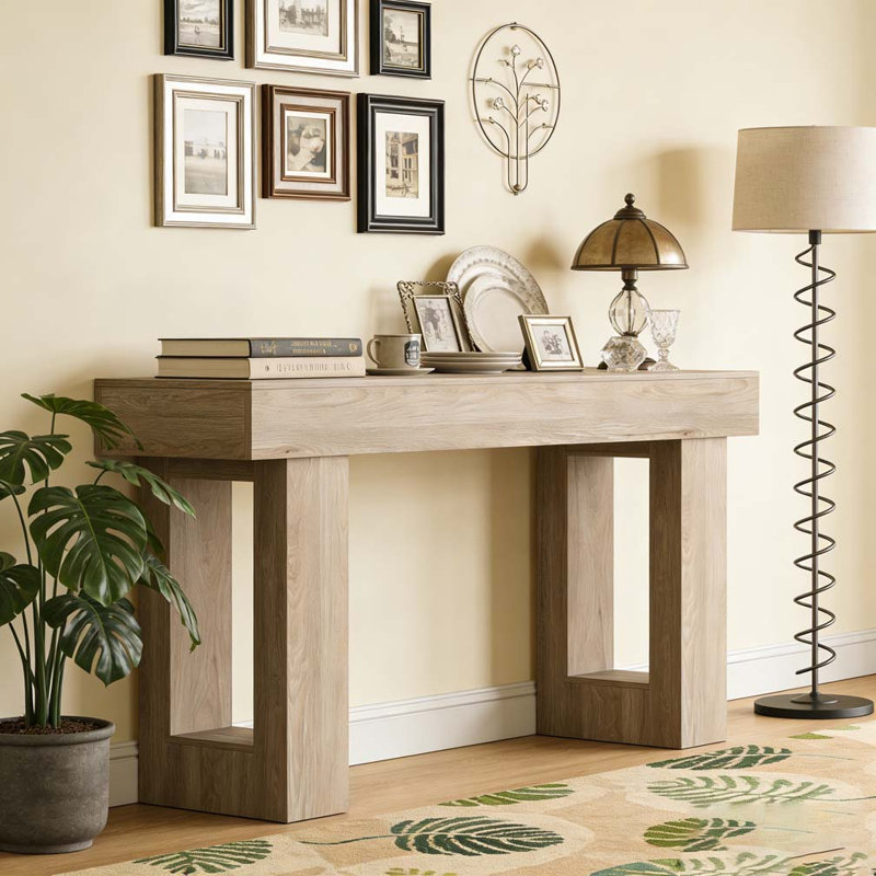 Wooden Sofa Console Table For Entryway, Mix Brown