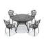 Ensemble de salle à manger d'extérieur rond 4 personnes 48,03 po avec trou pour parasol, 4 fauteuils, coussins beiges-164153785