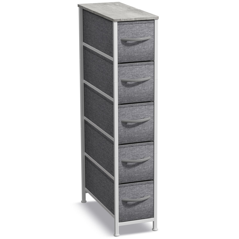Commode étroite à 5 tiroirs Sorbus, Gris