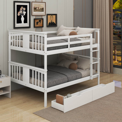 Full Over Full Bunk Bed With Drawers And Ladder