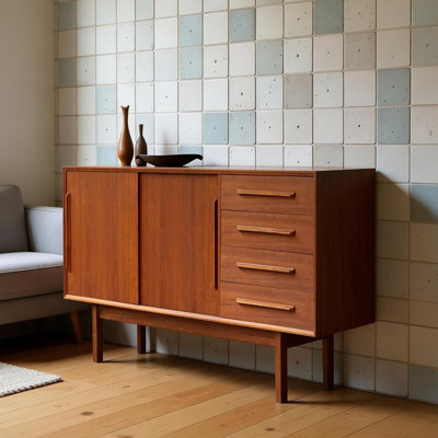 Simple solid wood retro sideboard
