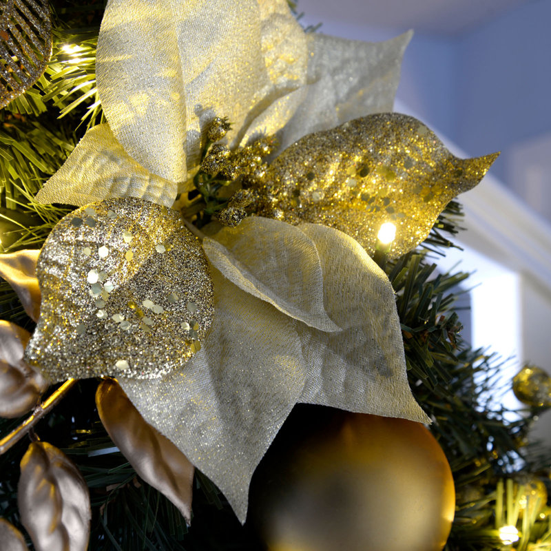 108cm Lighted Faux Garland with Lights, Cream/Gold