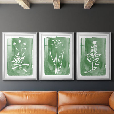 Green Botanical I  -Custom Framed  Premium Print W Matt - 3 Pieces