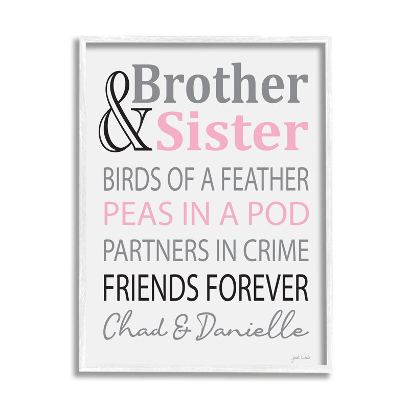 «Brother & Sister cmw-009», art mural personnalisé, H 20 po x l 16 po, Toile tendue, Oui