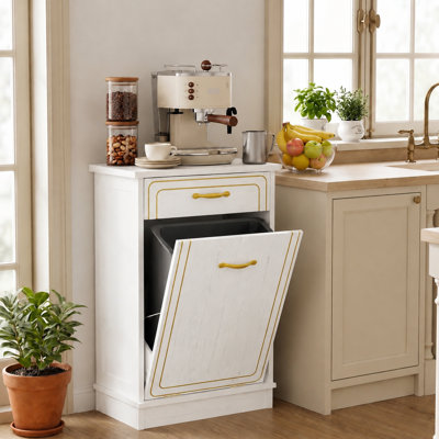 Armoire à poubelle basculante de 38 litres, poubelle de cuisine autoportante, rangement pour le recyclage