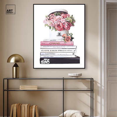 Pretty Roses upon Books Canvas Fashion Prints by Art Remedy