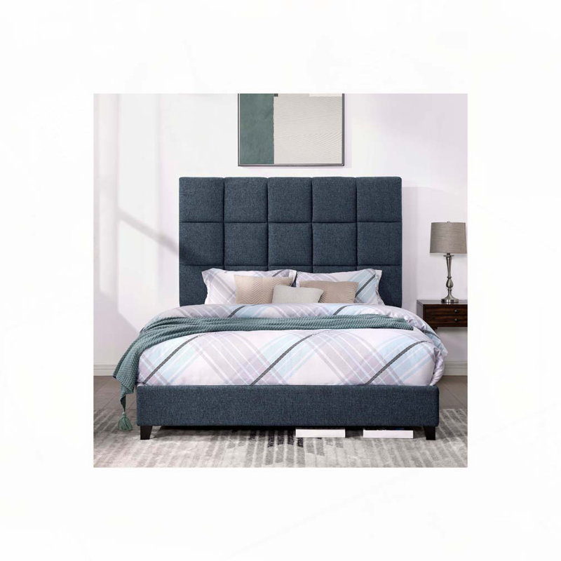 Lit plateforme tapissier Boucle, Grand lit, Marine