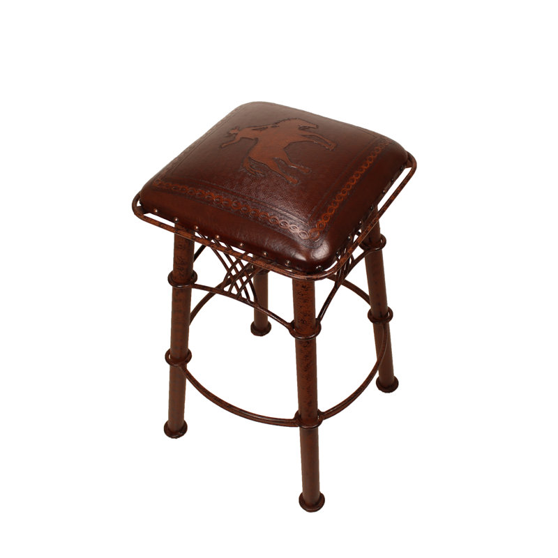 Tabouret 30 "Montana, Brun antique / motif Bronco