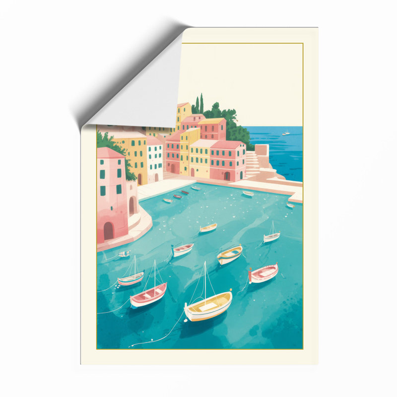 Mediterranean Harbour Coastal - Framed Print, A2 - 59.4 x 42.0 cm, Unframed