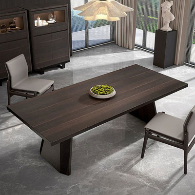 Retro Black Rectangular Solid Wood Dining Table