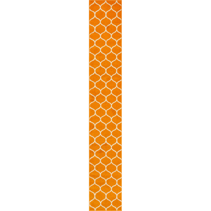 Llanet Geometric Area Rug, Runner 2' x 13'1", Orange